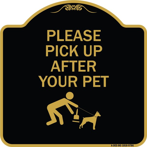 Designer Series-Please Pick Up After Your Pet Black & Gold, 18" x 18", BG-1818-9786